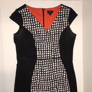 Ile New York Black + White Grid Print Sheath Dress – Size 12
